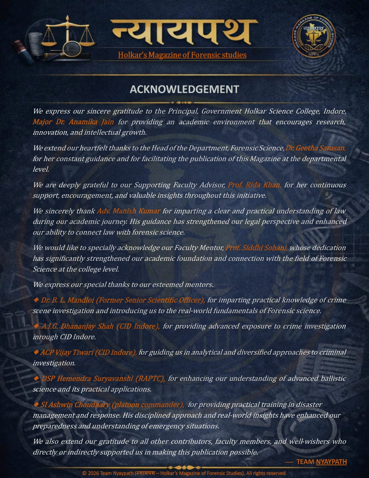 Acknowledgement